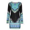 Short Dress Black African Print Long Sleeve Working Summer