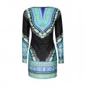 Short Dress Black African Print Long Sleeve Working Summer