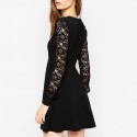 Dress Dark Funebre Mourning Female Casual Black Long Sleeve Lace