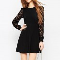 Dress Dark Funebre Mourning Female Casual Black Long Sleeve Lace