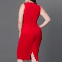 Red Knee Length Evening Party Dress Elegant Lady Romantic