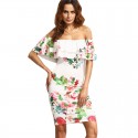 Short White Floral Short Shoulder Fall Fashion Casual Summer With Ruffle