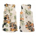 Tropical Floral Dress Beige Patterned Flowers Summer Beach Fashion