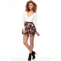 Floral Short Black and White Women's Dress