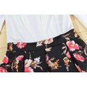 Floral Short Black and White Women's Dress