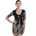 Vestido de Luxo Elegante Preto e Dourado Sofisticado Festa de Gala