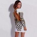 Midi Dress Carnival White and Gold Female Long Sleeve Flamboyant