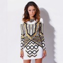 Midi Dress Carnival White and Gold Female Long Sleeve Flamboyant