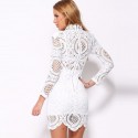 Dress in Lace Floral Embroidery White and Black Celebrities Casual Short