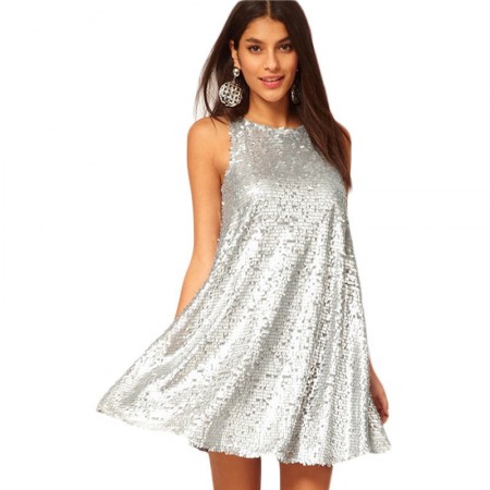 Silver White Dress by Paetê Princesa Solto Reveillon Festa
