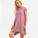 Pink Asymmetric Sheath Dress Textured No Neckline Behaved