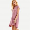 Pink Asymmetric Sheath Dress Textured No Neckline Behaved