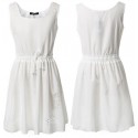 Vestido Básico Feminino Casual Branco Curto em Chiffon Regata Moda Praia