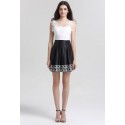 Dress Delicate Short Skirt Black and White with Embroidery in Lace