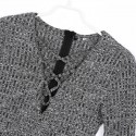 Winter Dress in Wool Knit Short Gray Scruffy Long Sleeve