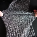 Vestido de Inverno de Lã Tricotado Cinza Curto Desalinhado Manga Comprida