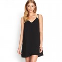 Short Dress Basic Slim Fashion Beach Feminine Casual Simple Black And Blue