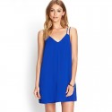 Short Dress Basic Slim Fashion Beach Feminine Casual Simple Black And Blue