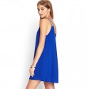 Short Dress Basic Slim Fashion Beach Feminine Casual Simple Black And Blue