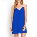 Short Dress Basic Slim Fashion Beach Feminine Casual Simple Black And Blue