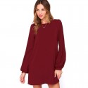 Vestido Midi Manga Longa Imperial Casual de Trabalho Elegante