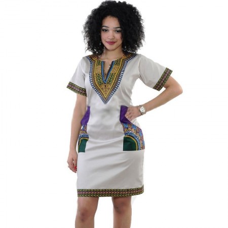 Women's Casual African Fashion Dress and Geometric Patterned Work