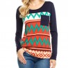 Women's Winter Sweater Striped Navy Blue Sweater