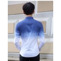 Camisa Social Masculina Dégradé Esporte Luxo Branco e Azul Festa Clube