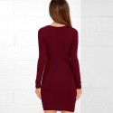 Greek Social Dress Long Sleeve Formal Elegant Slim Green Blue and Wine