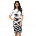 Black and White Chess Women Working Dress Lady Mother