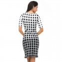 Black and White Chess Women Working Dress Lady Mother