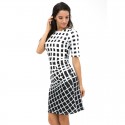 Black and White Chess Women Working Dress Lady Mother