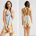 Vestido Tankini Estampado Fofo Moda Praia de Verão Leve Colorido Curto