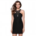 Vestido Luxo Negro Curto Sensual Elegante com Gargantilha