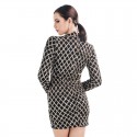 Classic Dress Special Event Black with Gold Checked Elegant