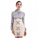 774/5000 Women's Dress with Ties Casual Silver Casual Stylish Lady