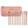 Kit 12 Pinceis Finos Rosa Estojo de Pinceis Maquiagem para Olhos