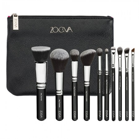 Kit 10 Soft Makeup Brushes Set with Brushes with Case