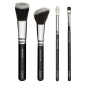 Estojo Básico de Maquiagem kit com 4 Pinceis Brushes Olhos e Rosto