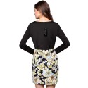 Dress Short Floral Black Long Sleeve Elegant Fashion