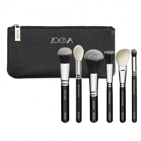 Soft Compact Makeup Case Set with 6 Brushes and Bag