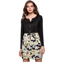 Dress Short Floral Black Long Sleeve Elegant Fashion