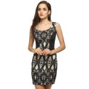 Satin Dress Casual Short Black in Geometrico Embroidery Basics