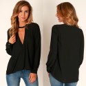 V Neck Casual Dress Casual Long Sleeve Gray and Black Basic Female