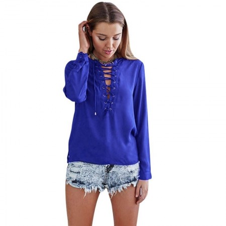 Blusa Branca Azul e Preta Feminina Deconte com Laços Manga 3/4 Festa