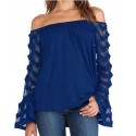 Long Sleeved Open Shoulder Casual Blouse