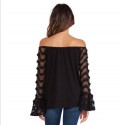 Long Sleeved Open Shoulder Casual Blouse