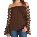 Long Sleeved Open Shoulder Casual Blouse
