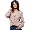 Women's Blouse with Armbands Long Sleeve Casual Color Lilacs and Black