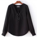 Women's Blouse with Armbands Long Sleeve Casual Color Lilacs and Black